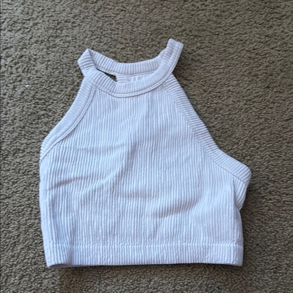 Aerie White Ribbed Tank Top